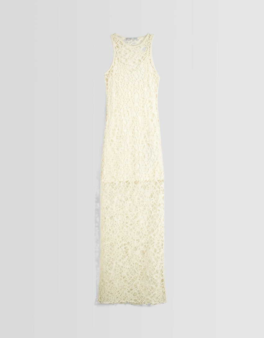 Bershka Long dress in rustic fabric