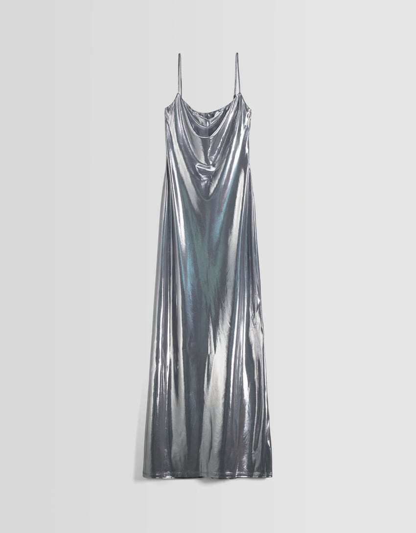 Bershka Long strappy metallic dress