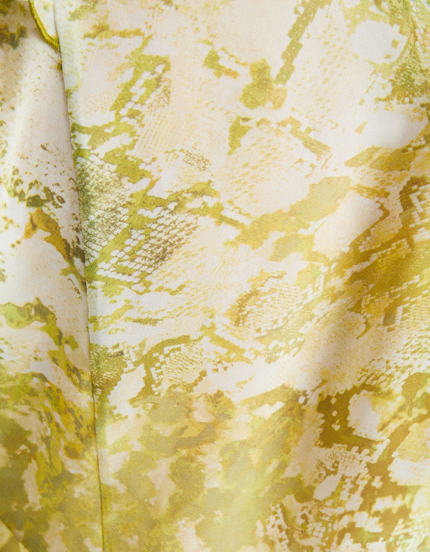 Bershka Long sleeve chiffon blouse with ruffles and print