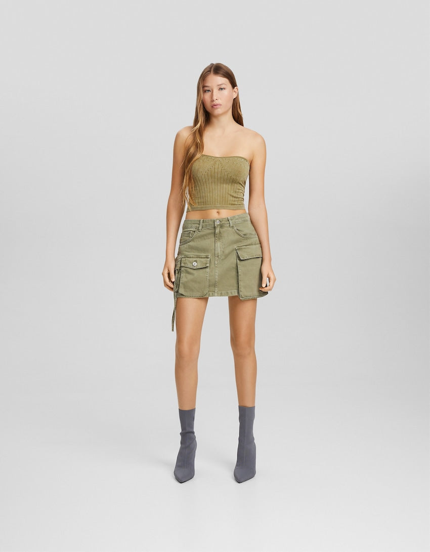 Bershka Multi pocket twill mini skirt