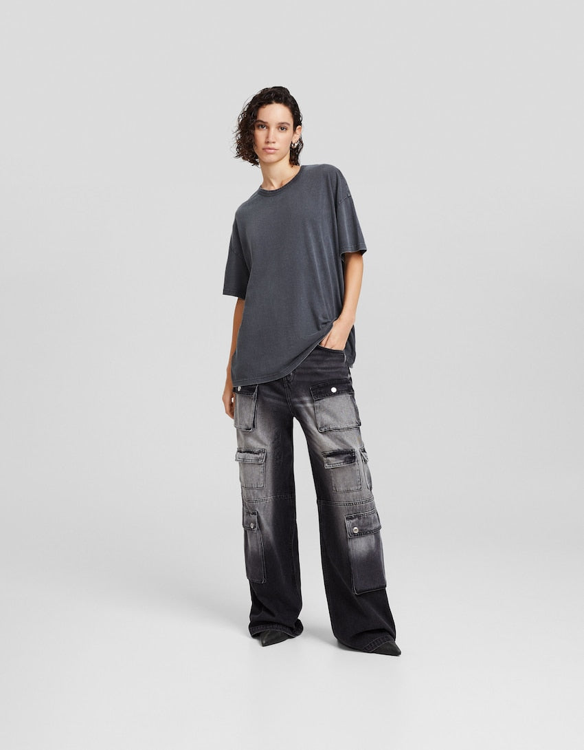 Bershka Multi-cargo baggy jeans