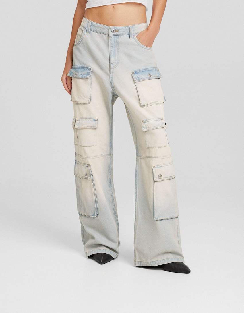 Bershka Multi-cargo baggy jeans