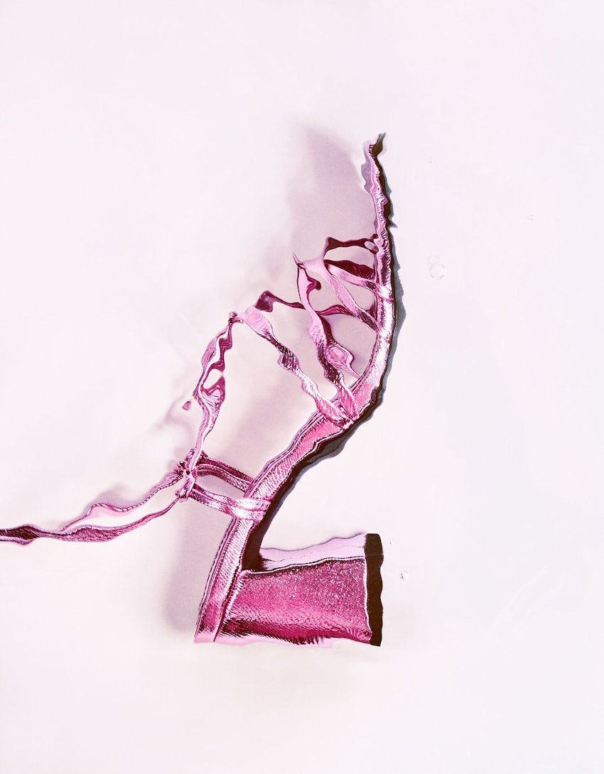 Bershka Tied heeled metallic sandals