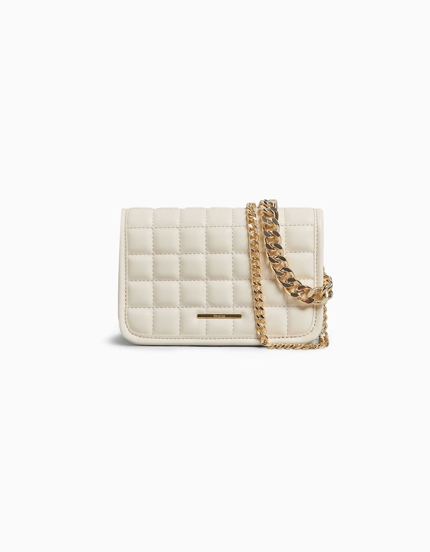 Bershka Quilted multi-way crossbody bag with chain