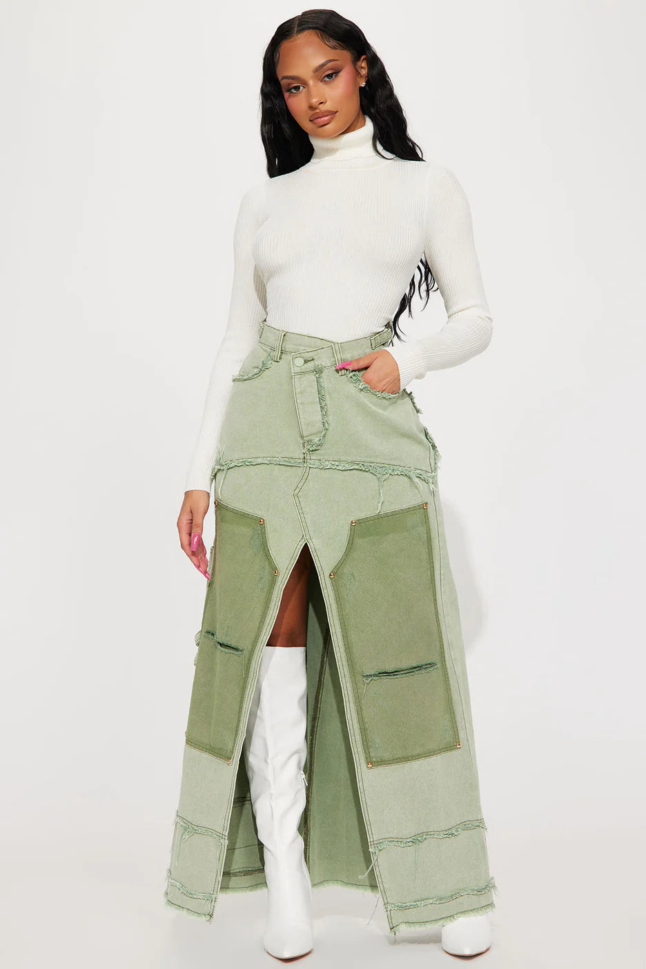 Fashionnova Tell Me Why Denim Maxi Skirt