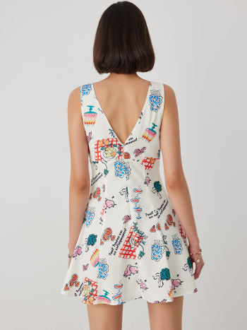 Cider V-neckline Graphic Cami Mini Dress