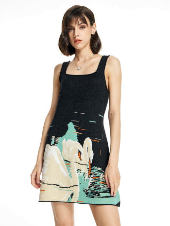 Swan print outlet dress