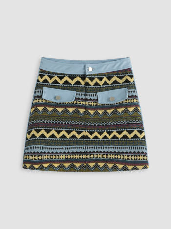 Cider Boho Geometric Stripe Mini Skirt