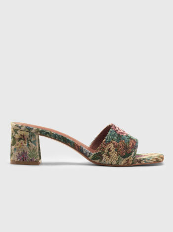 Cider Floral Chunky Heeled Single Band Sandals