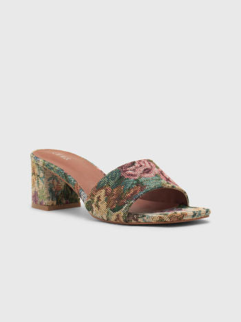 Cider Floral Chunky Heeled Single Band Sandals