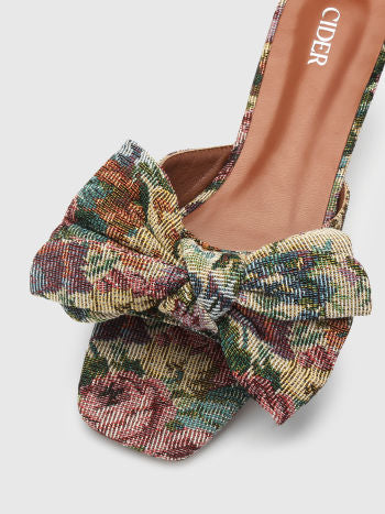 Cider PU Bow Decor Single Band Slippers