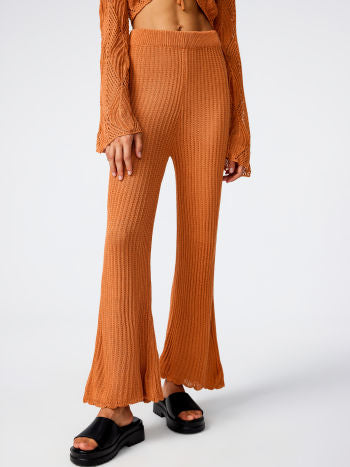 Cider Middle Waist Knitted Wide Leg Trousers