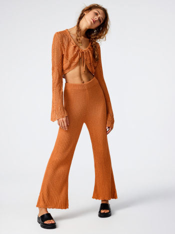Cider Middle Waist Knitted Wide Leg Trousers