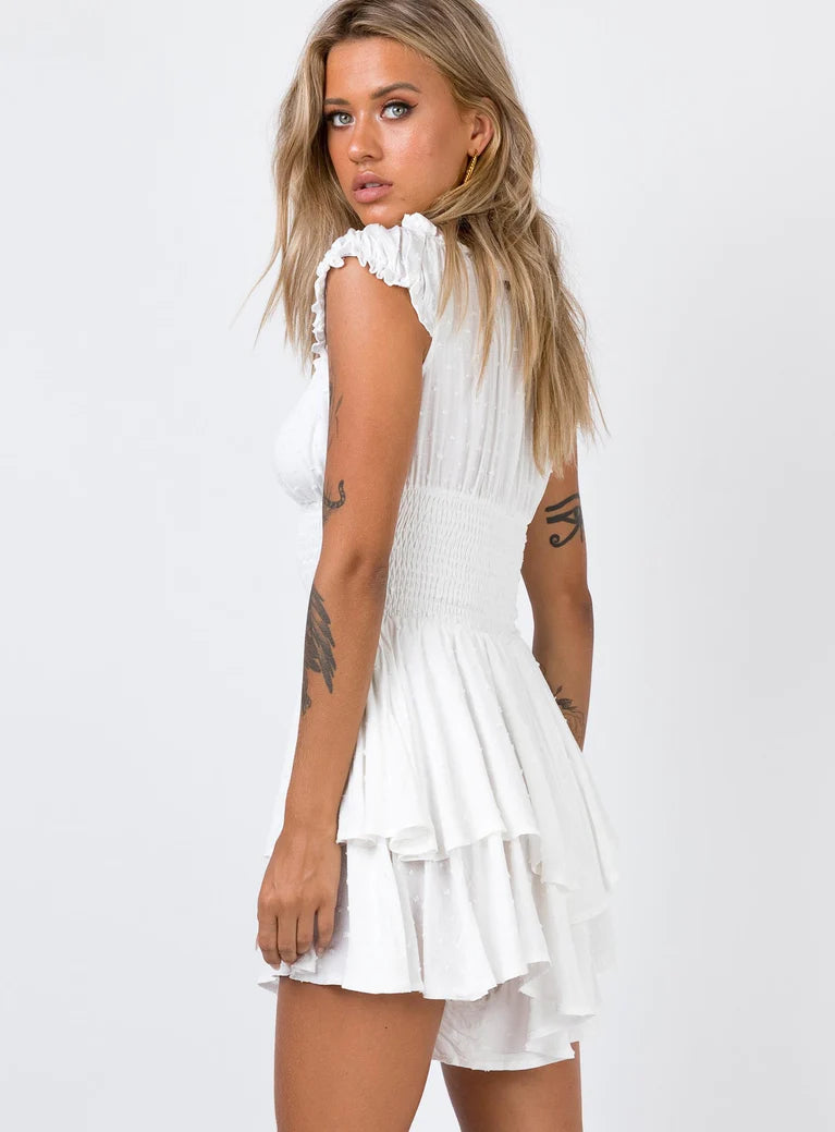 PRINCESS POLLY THE LOVE GALORE ROMPER WHITE LOWER IMPACT