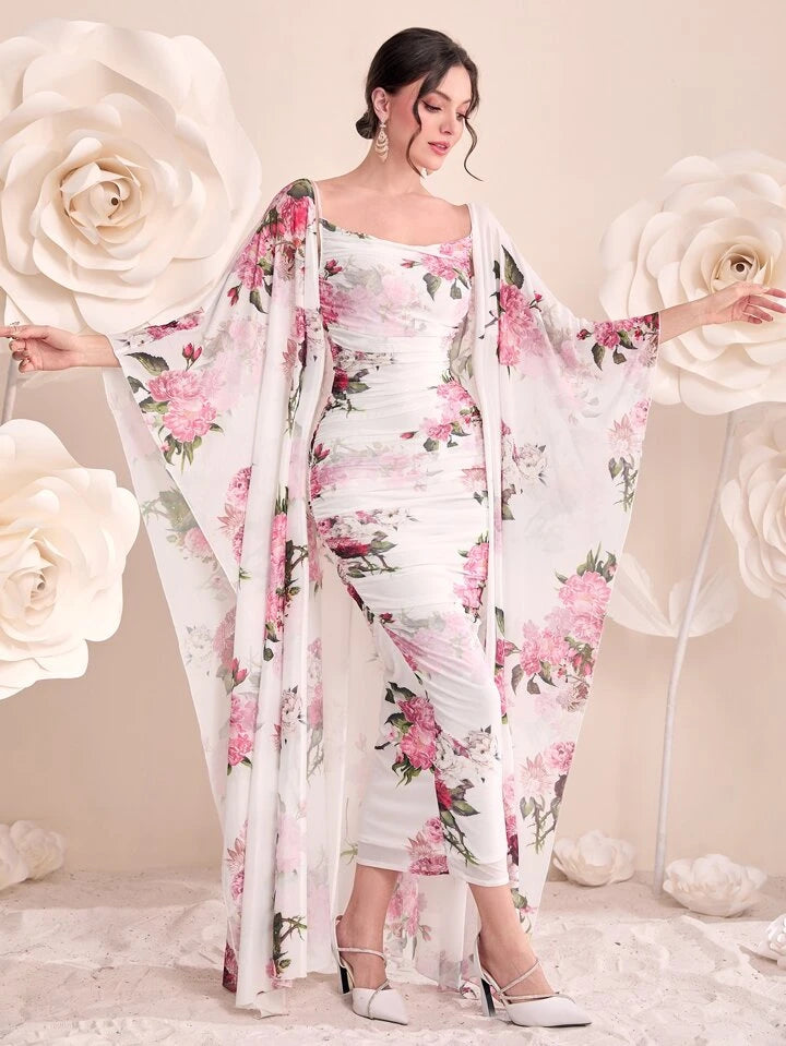 Floral Print Cami Dress & Open Front Coat