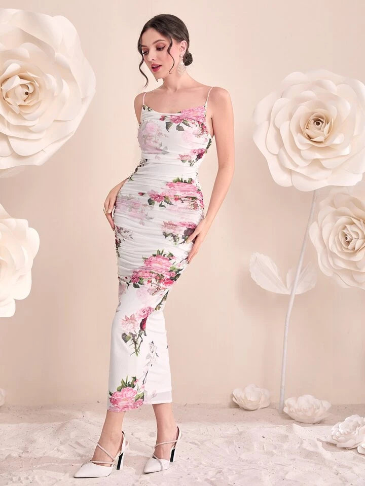 Floral Print Cami Dress & Open Front Coat
