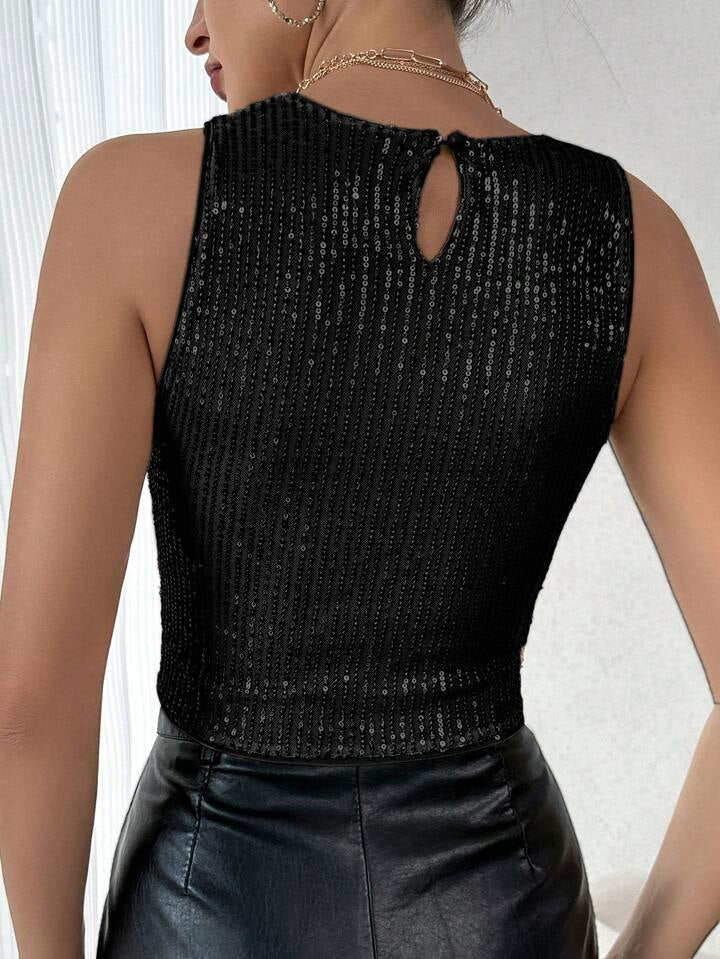 Sequined Cropped Vest