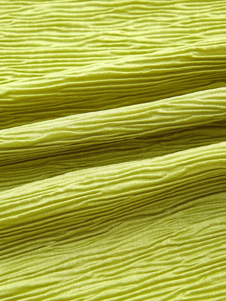 Solid Lettuce Trim Flounce Sleeve Bodycon Dress - 0388