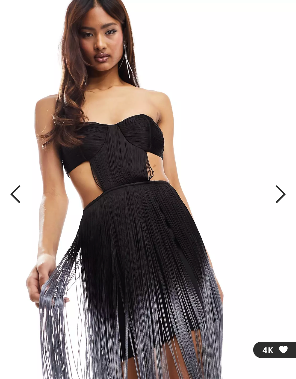 Asos bandeau fringe maxi dress with cut out detail in ombre