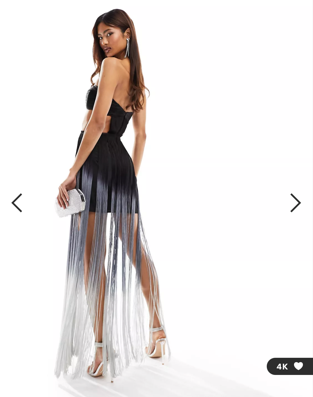 Asos bandeau fringe maxi dress with cut out detail in ombre
