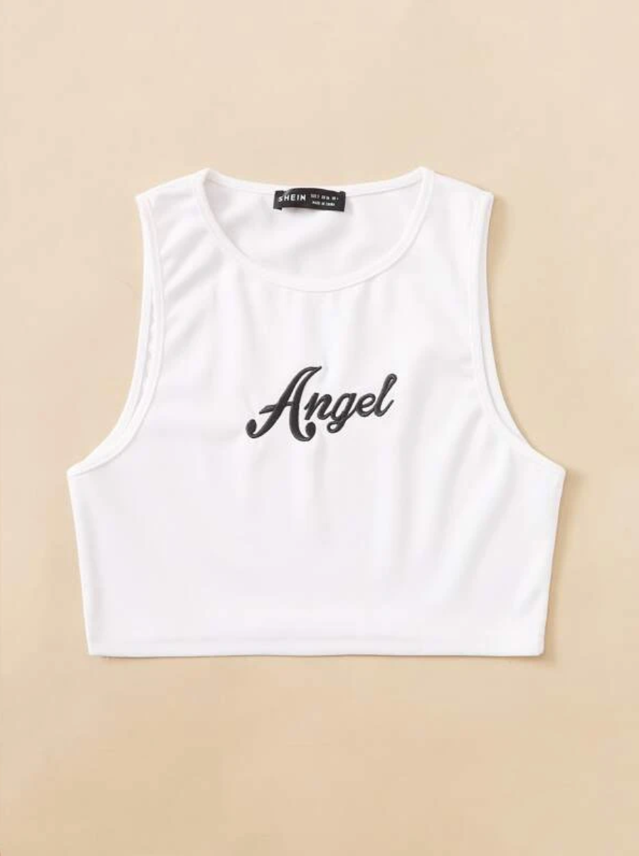 Letter Embroidery Crop Tank Top