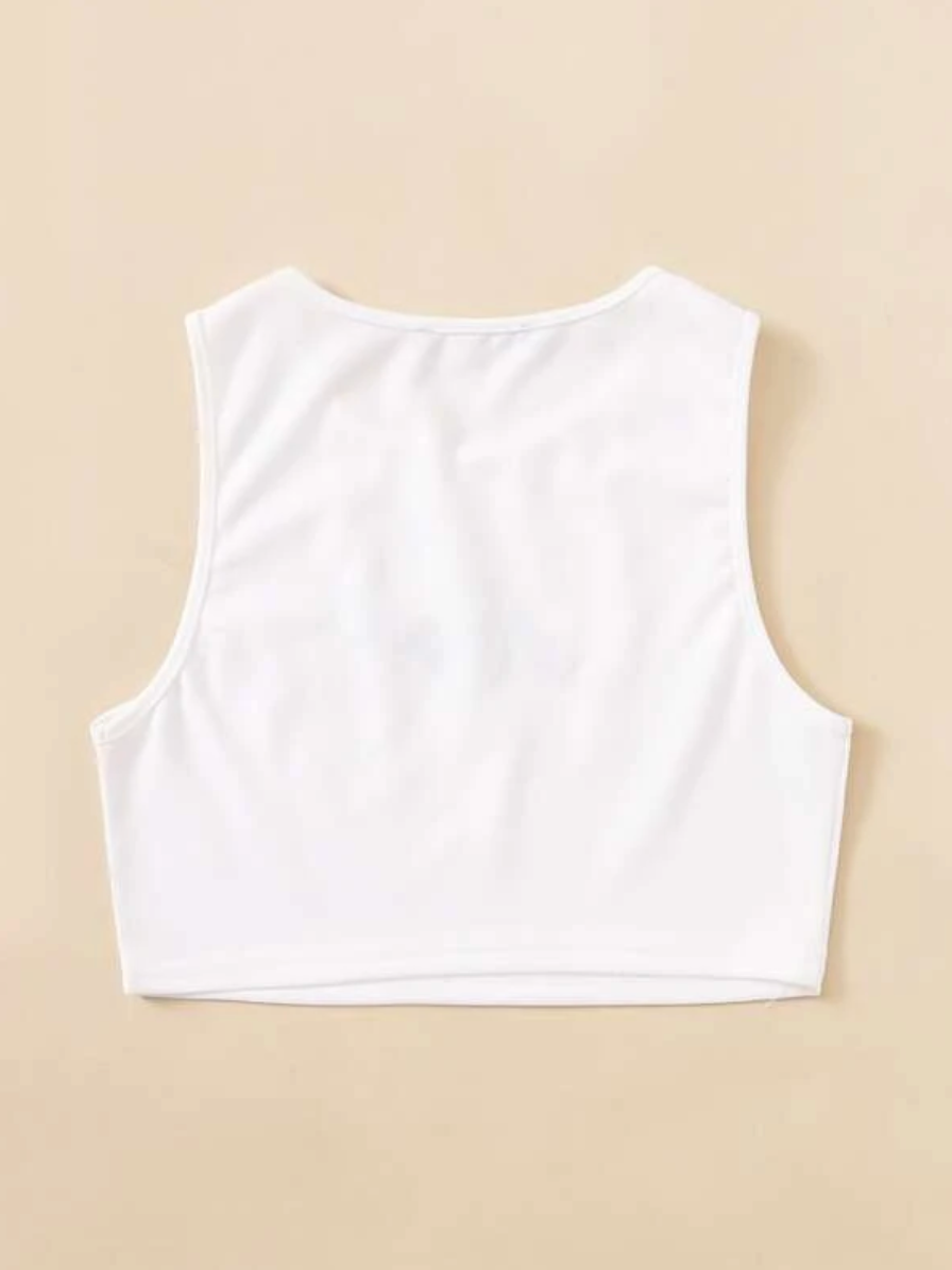 Letter Embroidery Crop Tank Top