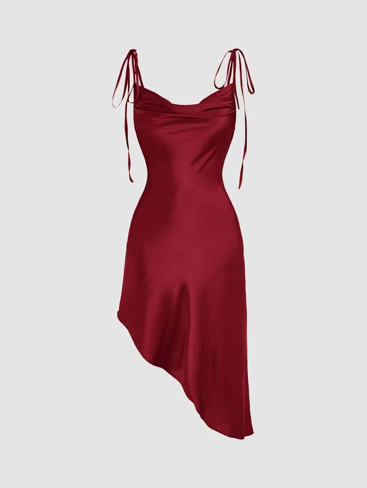 SHEIN BAE Cowl Neck Asymmetrical Hem Cami Dress