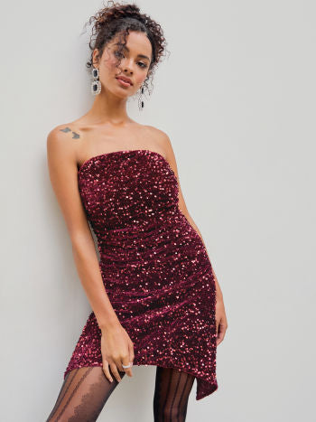 Cider Sequins Tube Mini Dress