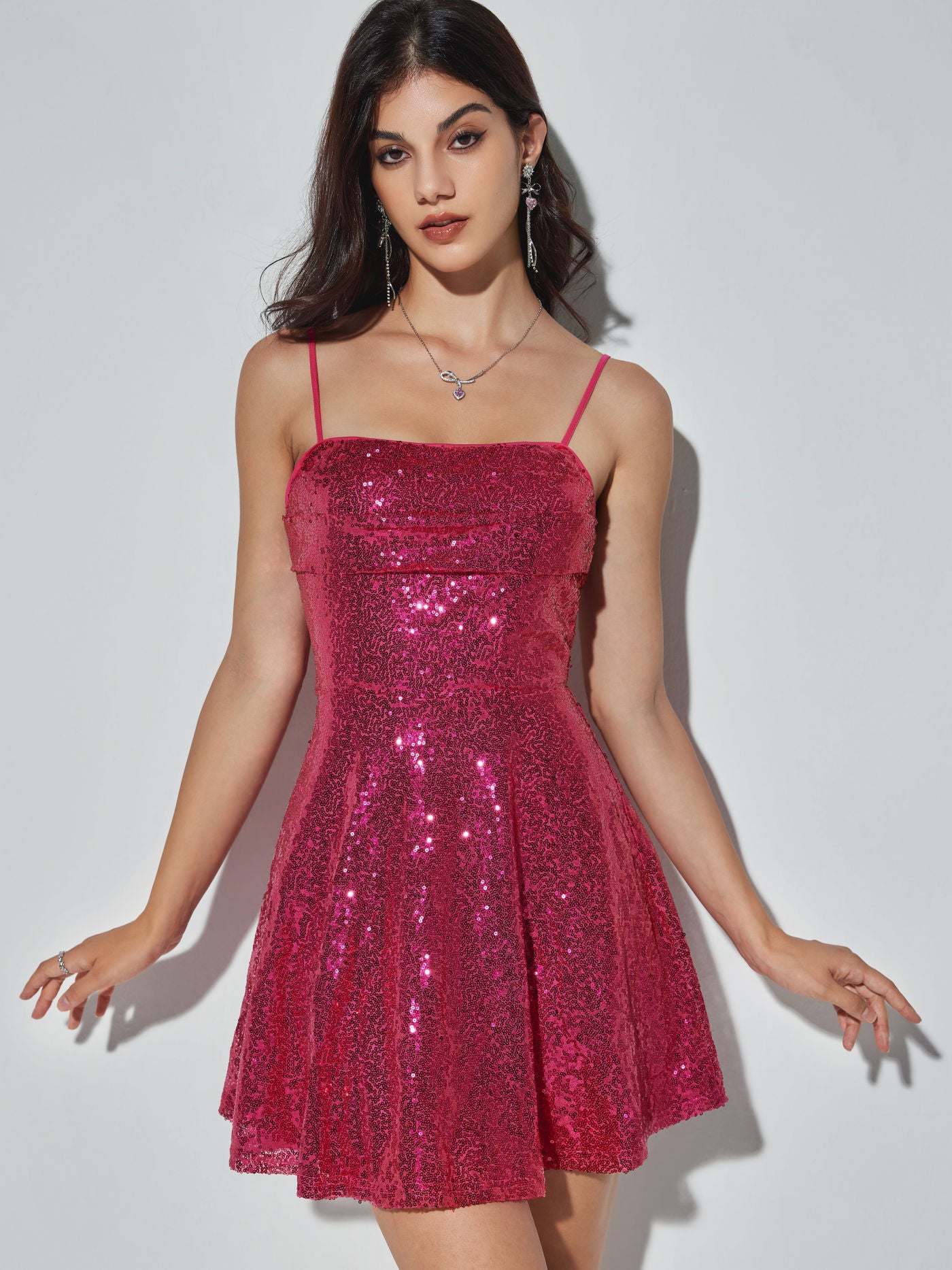 Cider Sequin Square Neck Mini Dress