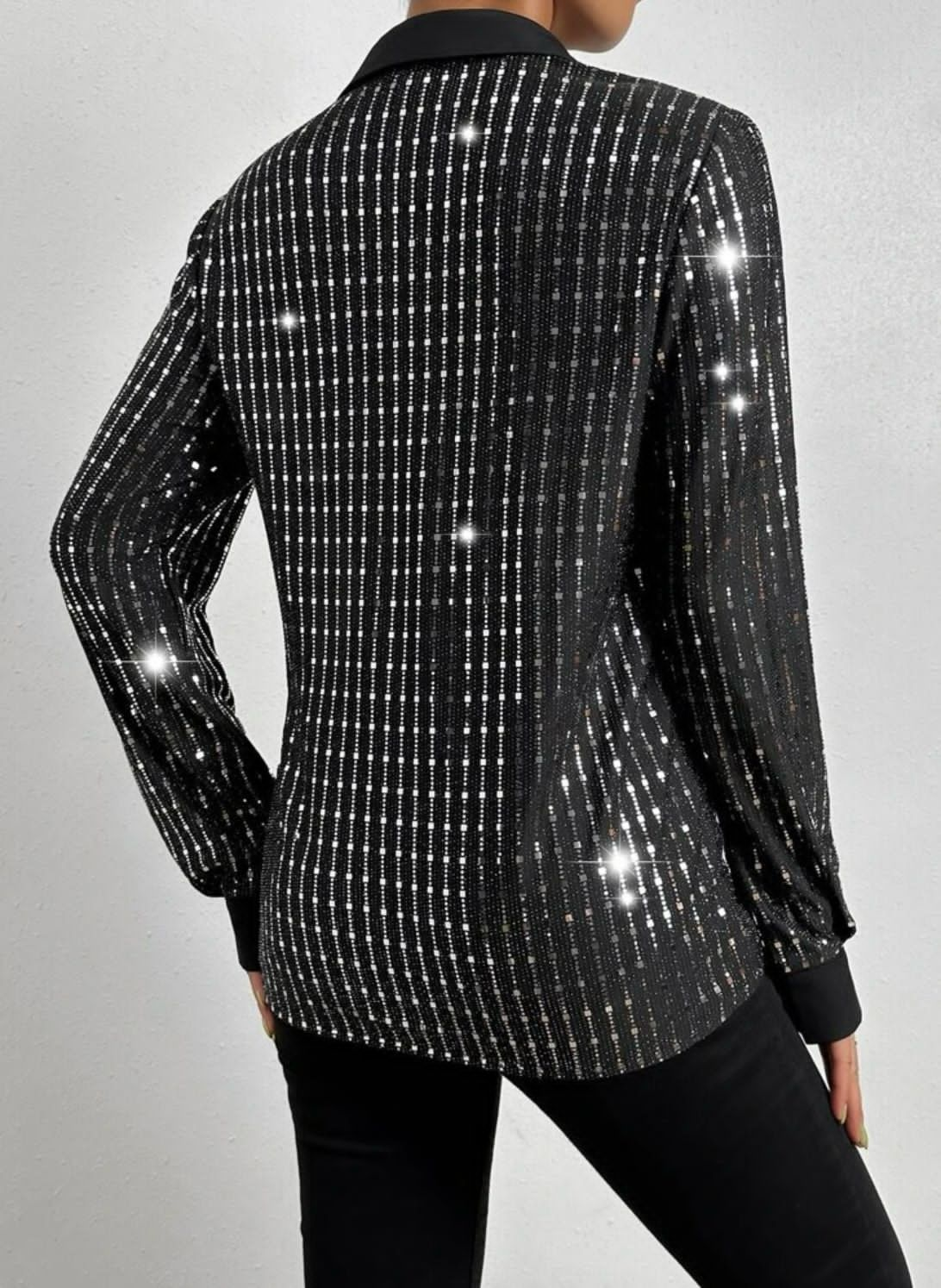 Sequin Button Front Shirt - 0452