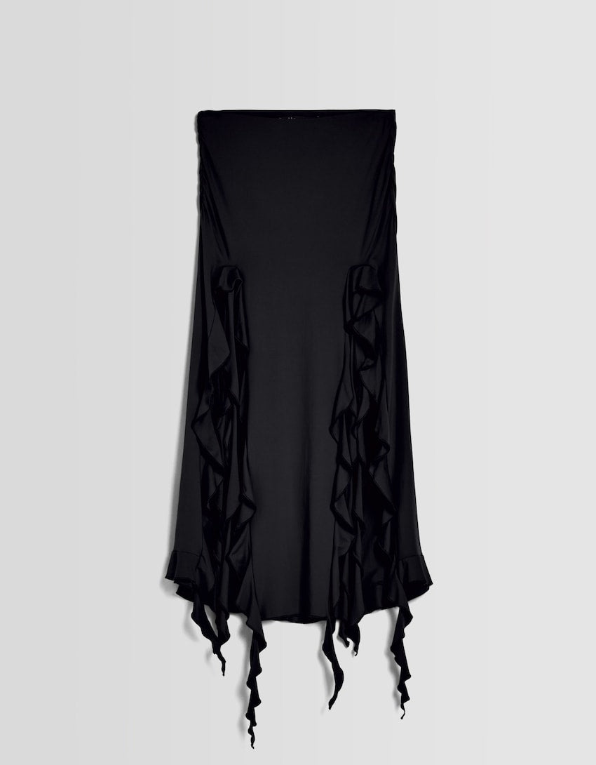 Bershka Midi skirt with ruffles