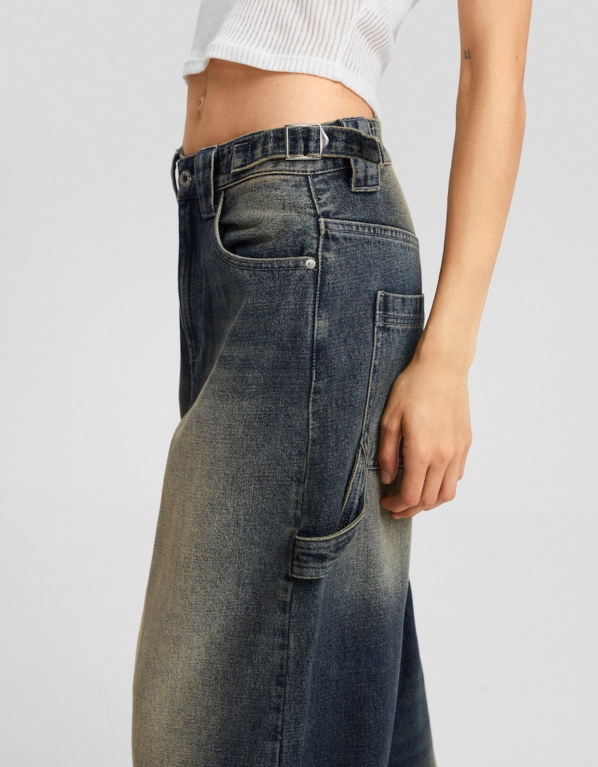 Bershka Wide-leg balloon carpenter jeans