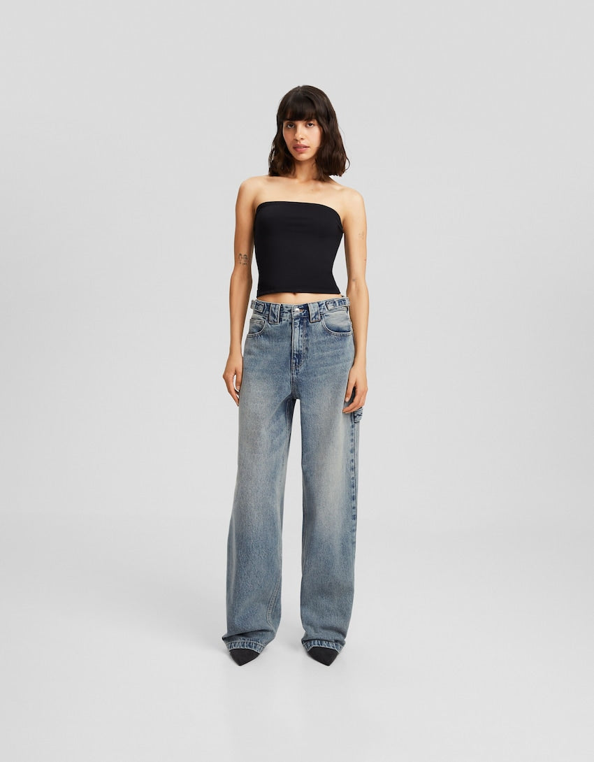 Bershka Wide-leg balloon carpenter jeans