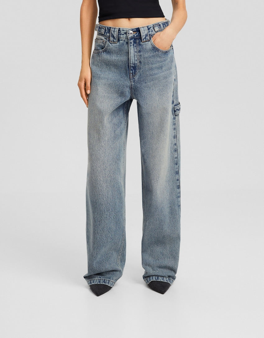 Bershka Wide-leg balloon carpenter jeans