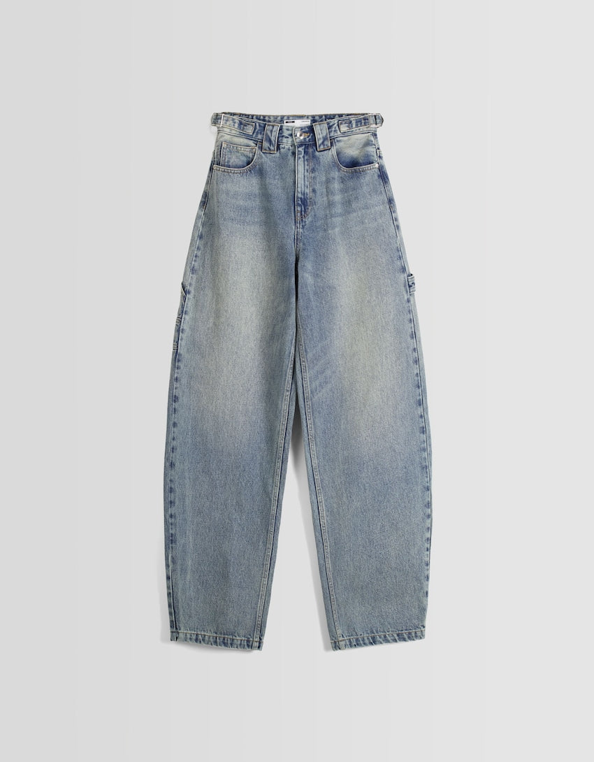 Bershka Wide-leg balloon carpenter jeans