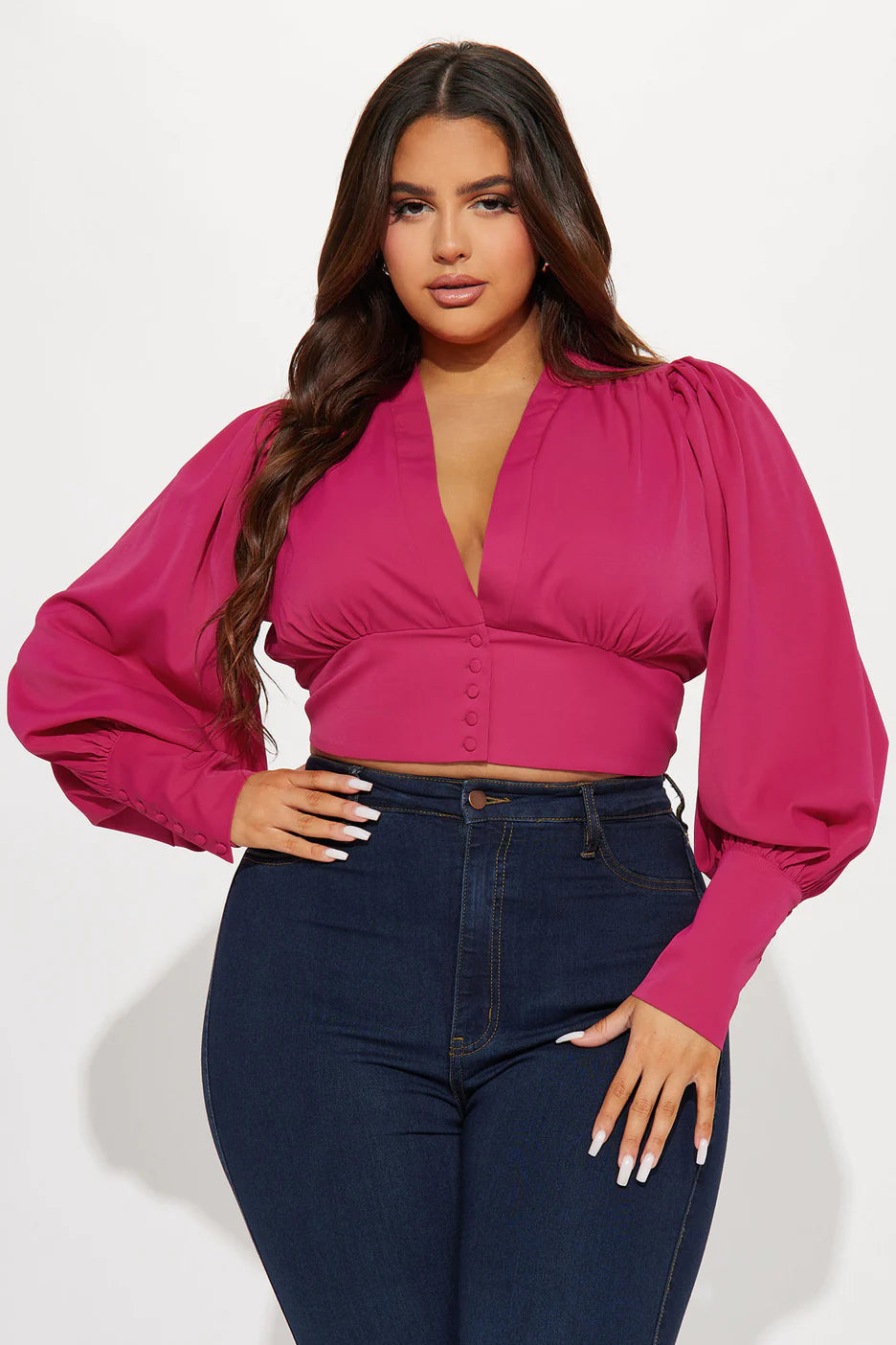 Fashionnova Meetings All Day Cropped Blouse