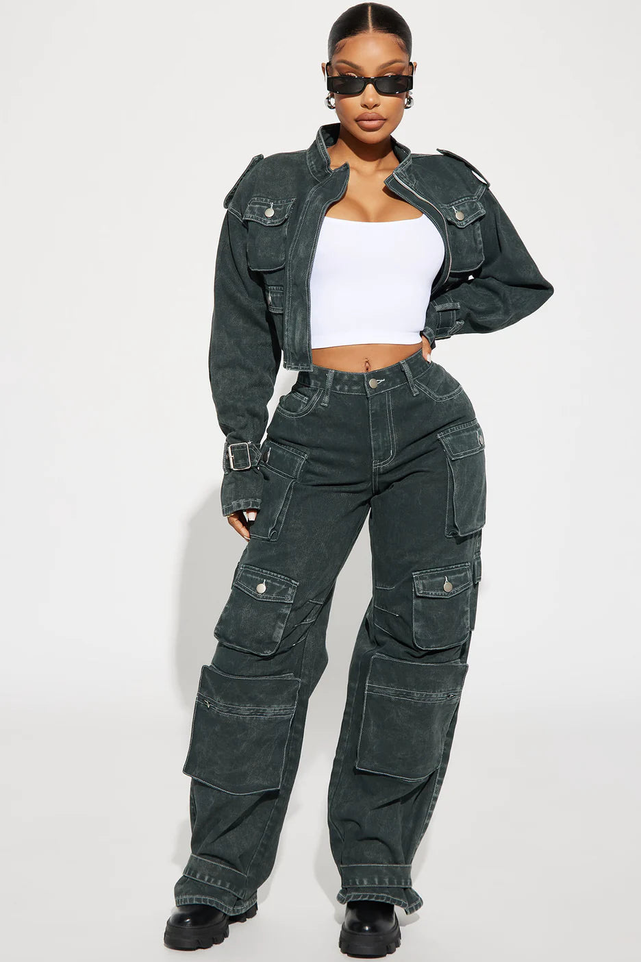 Fashionnova Billie Low Slung Cargo Jeans