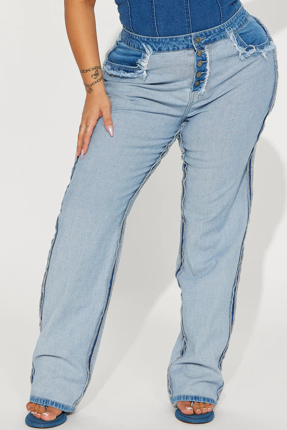 Fashionnova Inside Out Non Stretch Straight Leg Jean