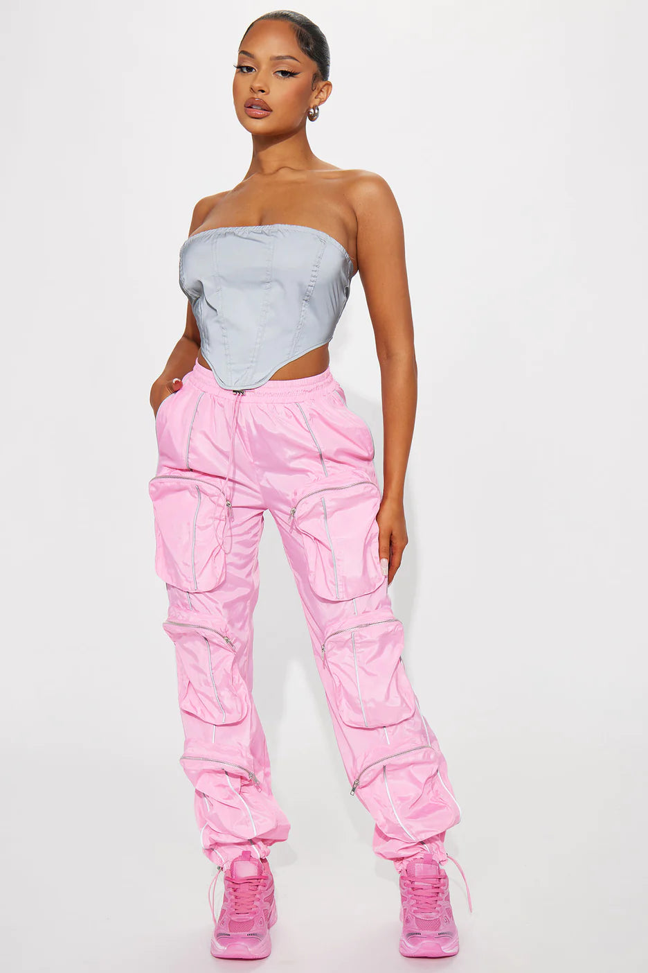 Fashionnova Zip Me Up Parachute Cargo Jogger