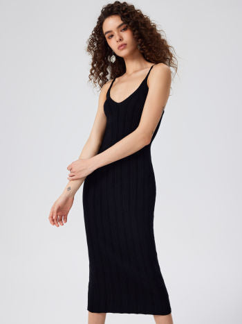 Cider Solid Knitted Maxi Dress