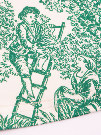 Cider Toile de Jouy Ruched Mini Dress