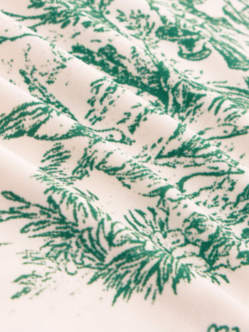 Cider Toile de Jouy Ruched Mini Dress