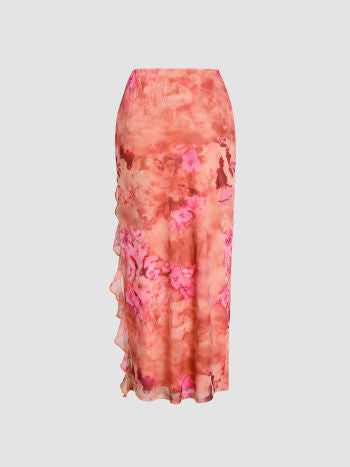 Cider Spring Kisses Floral Midi Skirt