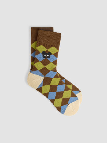 Cider Check Puppy Decor Crew Socks