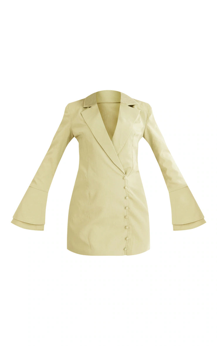 PRETTY LITTLE THING  PISTACHIO FITTED WAIST BUTTON DETAIL BLAZER DRESS