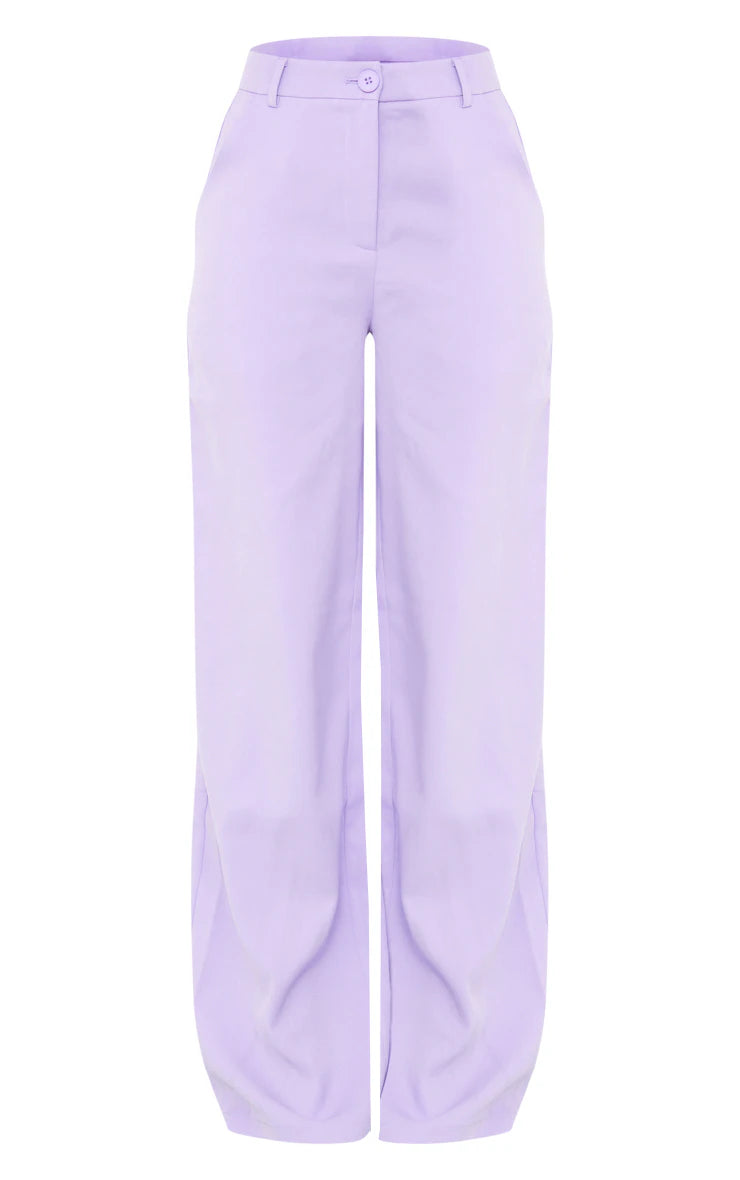 PRETTY LITTLE THING LILAC HIGH WAIST WOVEN STRAIGHT LEG TROUSERS