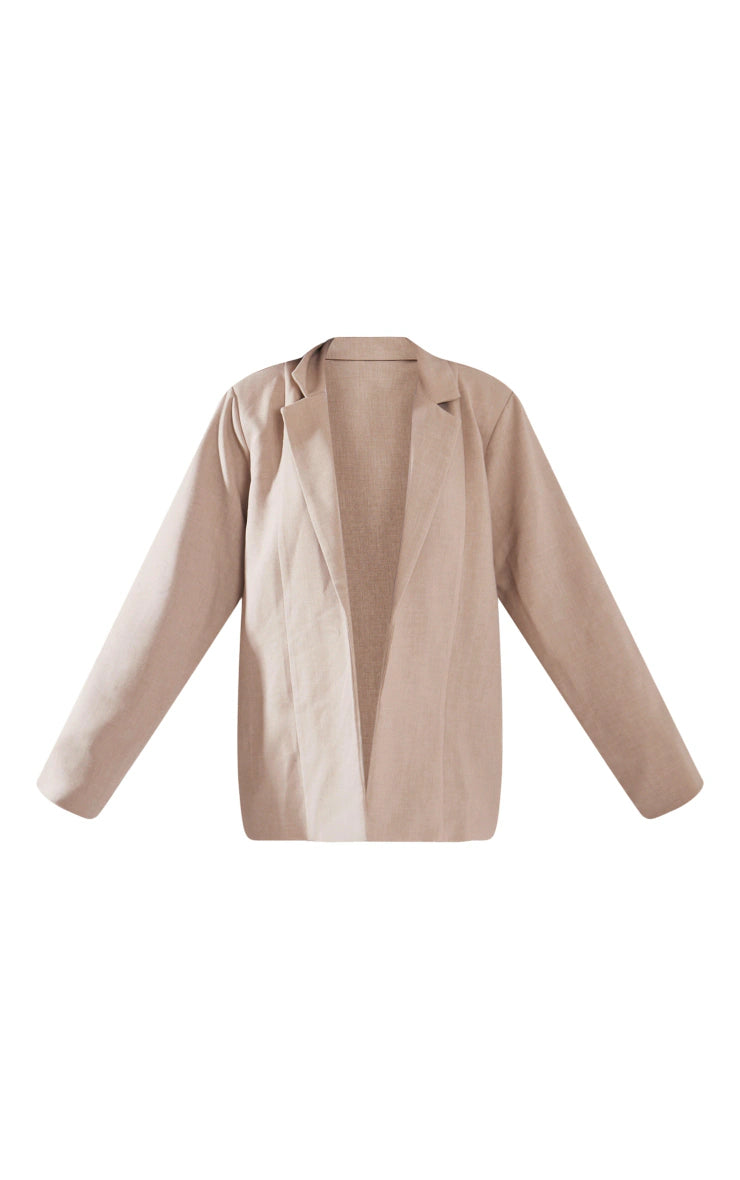 PRETTY LITTLE THING OATMEAL TAILORED OVERSIZED DAD BLAZER