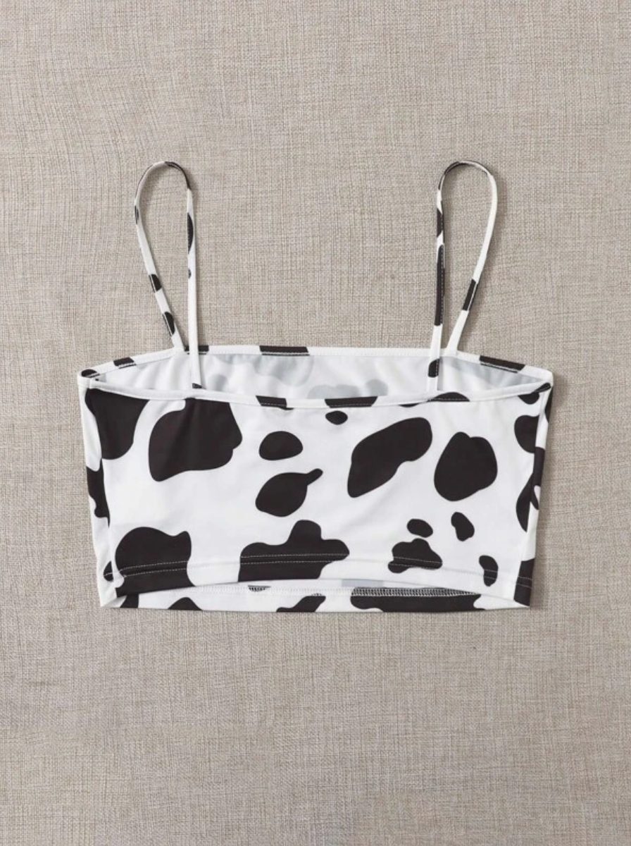 Cow Print Cami Crop Top - 0101