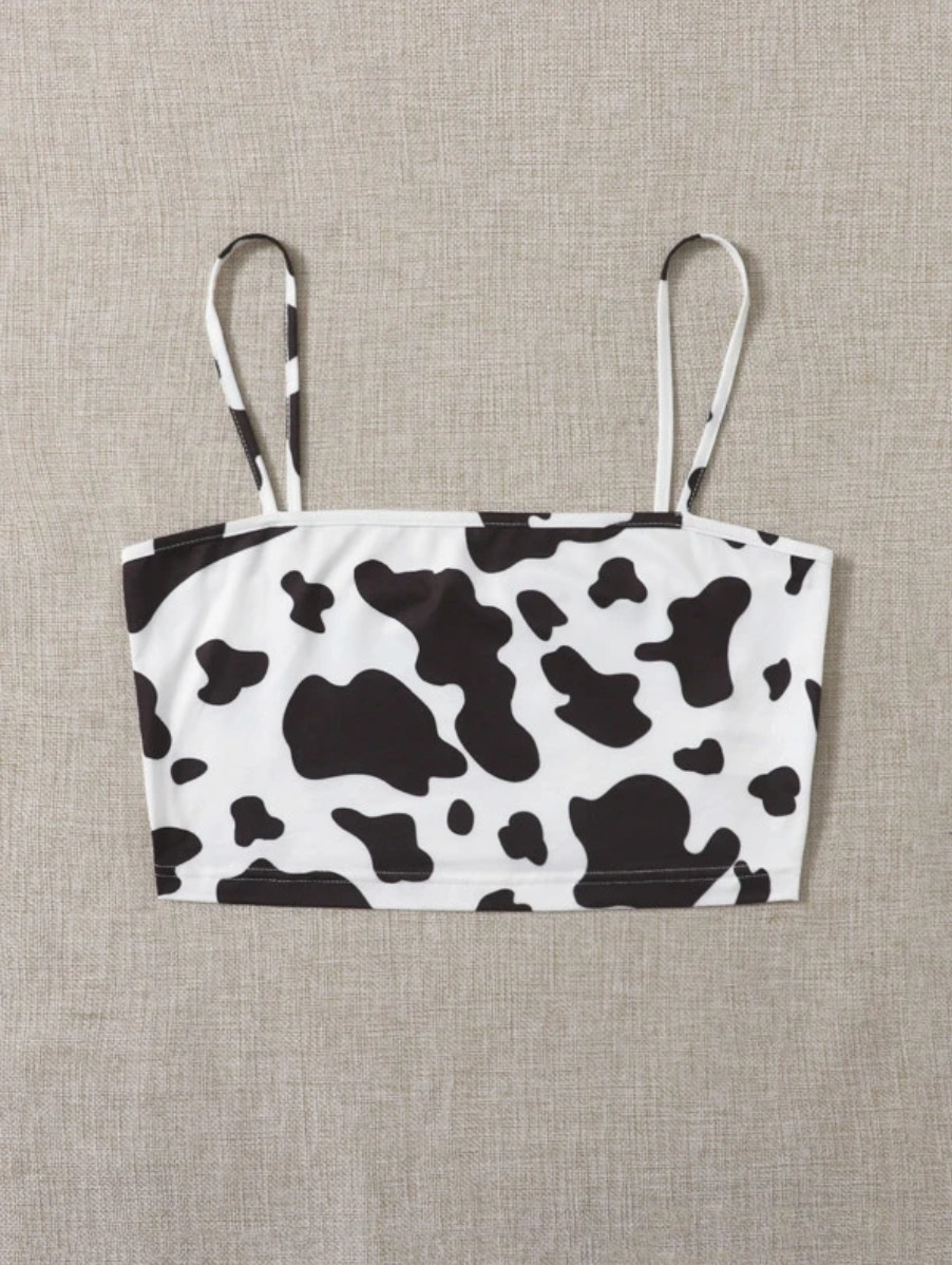 Cow Print Cami Crop Top - 0101