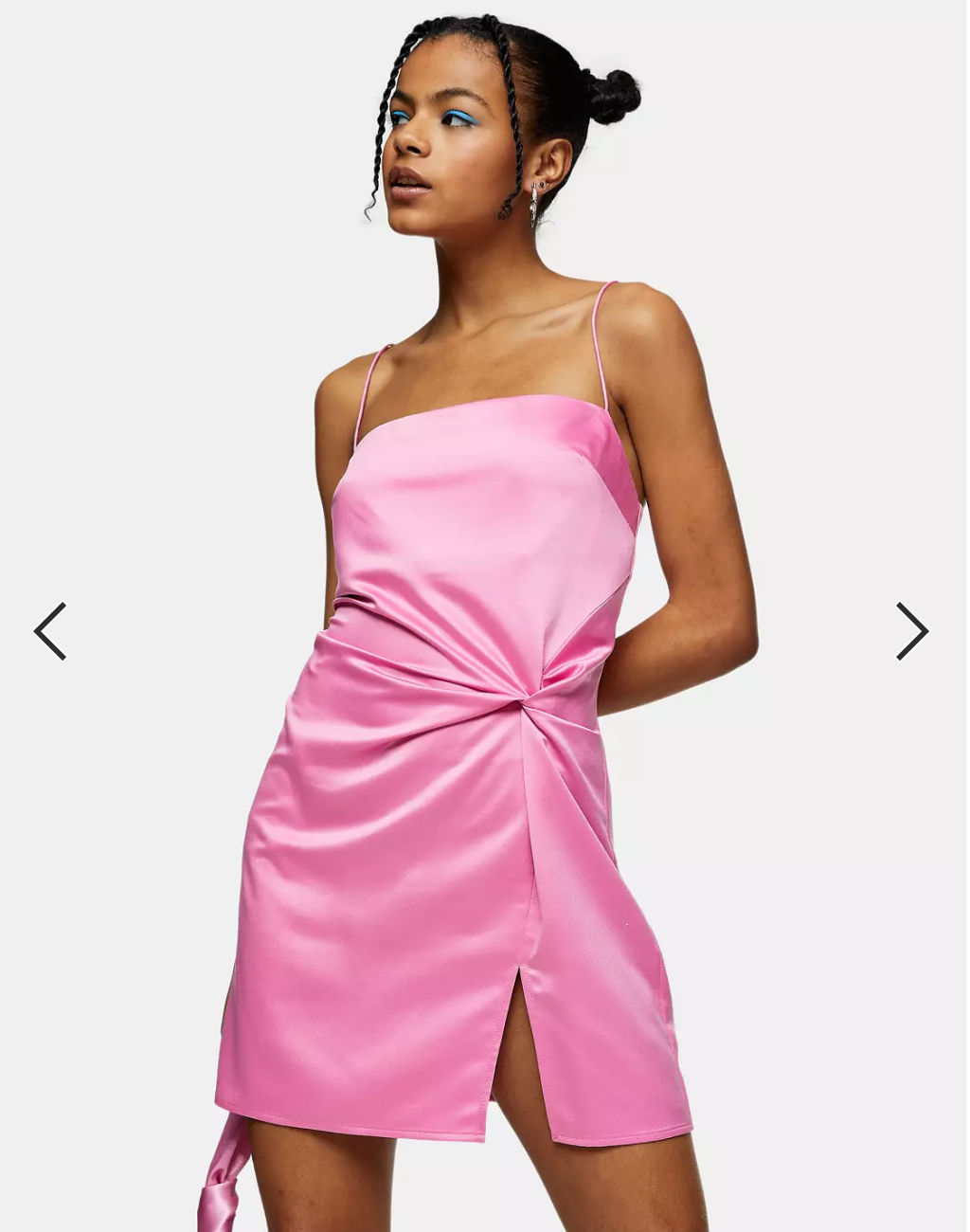 Topshop satin mini dress with knot detail in pink - 0246